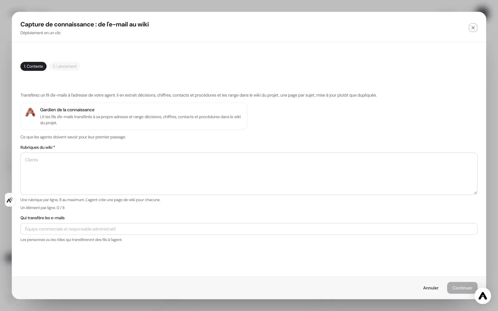 Scenario deployment window in Atako