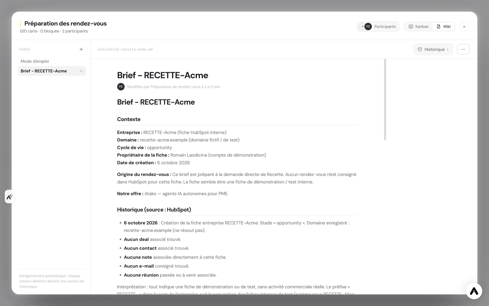 First result produced by the agents