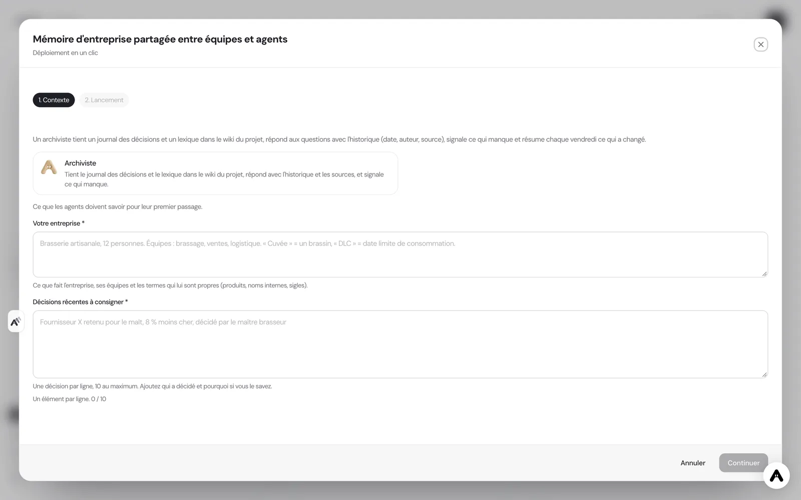 Scenario deployment window in Atako